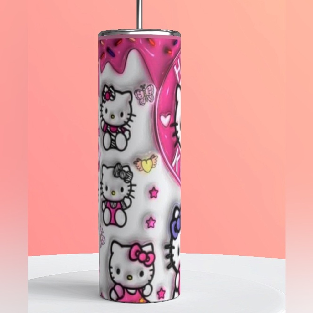 NWT Hello Kitty 3D tumblers pink/white/sprinkles stainless steel 20 oz tumbler - Picture 3 of 3